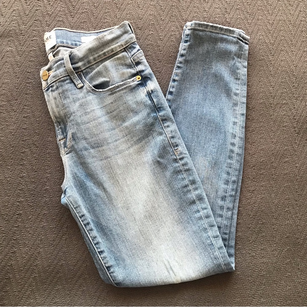 FRAME Denim Le Skinny de Jeanne Crop Blue Jeans Denim 26
